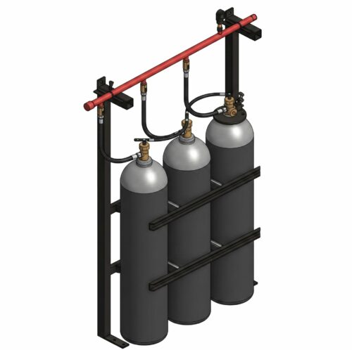 Baterias de cilindros en una fila para CO2