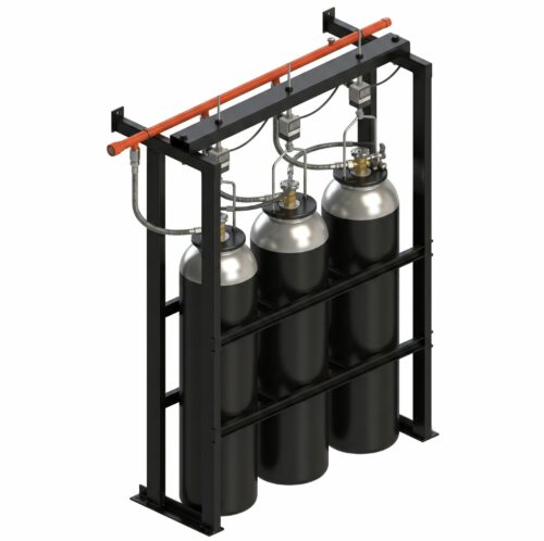 Baterías con cilindros en una fila y pesaje continuo CO2
