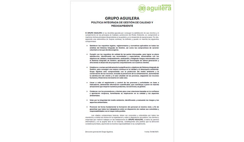 Política Integrada de Gestión de Calidad Y Medioambiente