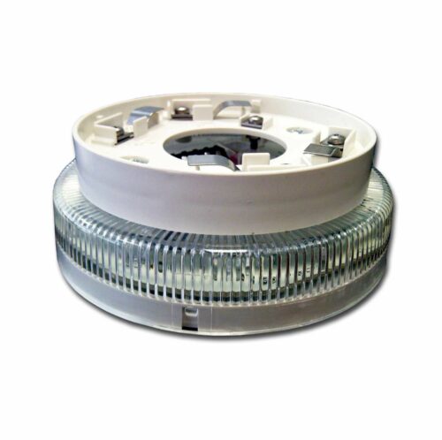 Base para detector provisto de sirena y foco luminoso de bajo consumo